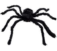 Boland - 74394 - Araignée poilue, taille max. 70 cm, décoration en peluche pour Halloween, carnaval ou fête à thème, décoration de fête effrayante, Noir
