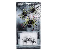 Boland 74419 - Ensemble d'araignées 1 grande, 2 moyennes, 3 petites araignées et 5 g de tissu blanc araignée Spider, décoration, jouets, Halloween, carnaval, fête à thème