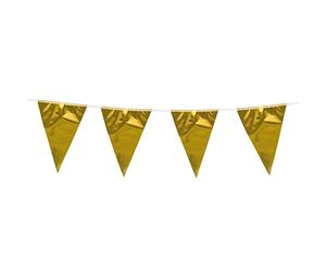 Boland 74796 - Fanion, or | Guirlande, 18 fanions de 45 x 30 cm chacun, décoration pour les anniversaires, le carnaval et les fêtes