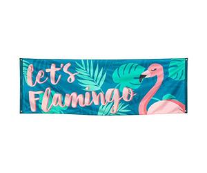 Boland B.V. Bannière Let's Flamingo Flamant Tropic en Tissu 74 x 220 cm