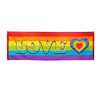 Boland - Bannière Rainbow Love, 74 x 220 cm | Décoration en polyester avec cœur pour soirée Pride, CSD, bannière