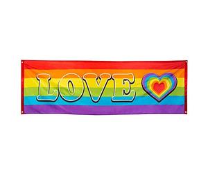 Boland - Bannière Rainbow Love, 74 x 220 cm | Décoration en polyester avec cœur pour soirée Pride, CSD, bannière