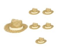 Boland - Chapeau de paille Summer pour adultes, lot de 6, chapeau pour costumes, carnaval et soirées à thème, couvre-chef, Beige