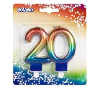 Boland - Chiffres bougie, numéro, bougie gâteau en forme de ballon en aluminium, décoration, anniversaire, anniversaire,Mehrfarbig,20