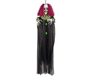 Boland - Clown terrifiant suspendu, 130 cm | Avec des yeux lumineux et des effets sonores, décoration suspendue à piles pour Halloween et les soirées à thème