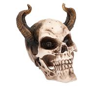 Boland - Décoration tête de mort diable, 20 cm | Figurine décorative en forme de crâne avec des cornes pour Halloween, les soirées d'horreur et les décorations effrayantes