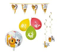 Boland Kit de décoration de safari, décoration de fête, décoration, animaux, guirlande de fanions et plus encore, anniversaire, fête des enfants