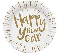 Boland Lot de 10 assiettes « Happy New Year » pour le Nouvel An et le Nouvel An - Assiettes en carton de fête 2026