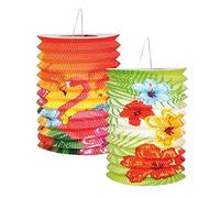 Boland Lot de 2 lanternes papier Hibiscus Hawaii 16 cm, modèles assortis Mod 52508
