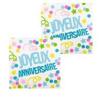 Boland serviettes de table Joyeux Anniversaire 33x33cm papier 12 pièces Multicolor G