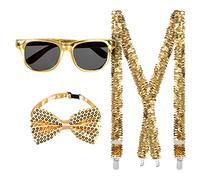 Boland - Set d'Accessoires de Fête 3 Pièces | Avec lunettes, nœud papillon et bretelles à paillettes pour costume, Carnaval et soirée à thème