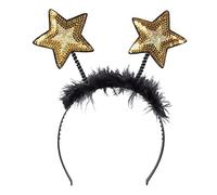 Boland - Tiare étoile avec paillettes, bandeau avec plumes, coiffe, costume, carnaval, fête à thème, Nouvel An, Or