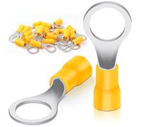 Bolatus Lot de 20 cosses à anneau - 4,0 à 6,0 mm² - Diamètre du trou M10 - Partiellement isolés - En PVC étamé rouge (jaune)