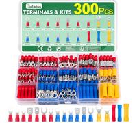 Bolatus Lot de 300 Cosses de Câble, 0,5 à 6,0 mm², Assortiment de Cosses Plates, Fourchettes et Annulaires, Connecteurs à Sertir pour Voiture
