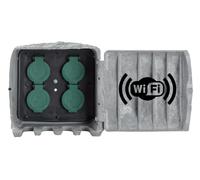Bold Prise d'extérieur Intelligente Jardin Aspect Pierre - Répartiteur 4 Prises IP44 (WLAN, Smart Home, jusqu'à 3680 Watts, câble d'extérieur de 3m, Montage par Pique ou/et vis)