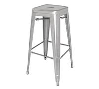 Bolero Bistro Tabouret Haut en Acier Gris Argent (Lot de 4), Gris, Acier galvanisé, Hauteur d'assise : 770 mm, empilable, DL876