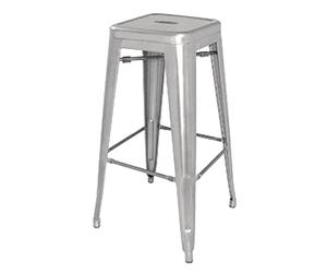 Bolero Bistro Tabouret Haut en Acier Gris Argent (Lot de 4), Gris, Acier galvanisé, Hauteur d'assise : 770 mm, empilable, DL876