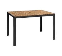 Bolero DS153 Table rectangulaire en bois d'acacia et acier revêtu par pulvérisation Teck Hauteur 740 mm Largeur 1200 mm Longueur 800 mm