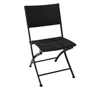 Bolero - GL303 - Lot de 2 chaises pliantes en rotin PE pour jardin, terrasse, restauration, événements, Noir