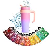 BOLERO - Gourde Isotherme XXL et 10 Sticks pour Boisson - Rose et Violet | Mug 1,2 l avec Paille et Poignée - Sticks BOLERO sans Sucre ni Colorants, Saveurs Classiques - Portions 9 g - Cadeau