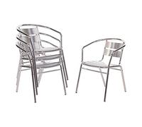Bolero Lot de 4 fauteuils en aluminium Argenté 530 x 580 x 735 mm