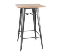 Bolero Mange-Debout Gris avec Plateau en Bois de frêne, Cadre en Acier Gris métallisé et Plateau en frêne, Taille : 1040 (H) x 600 (L) x 600 (P) mm, FB596