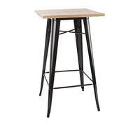Bolero Mange-Debout Noir avec Plateau en Bois de frêne, Cadre en Acier Noir et Plateau en frêne, Taille : 1040 (H) x 600 (L) x 600 (P) mm, FB595