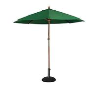 Bolero Parasol rond à poulie de 3 mètres de diamètre, vert, taille : 2,52(H) x 3(Dia)m, mât à 2 poteaux en bois dur Nyatoh, auvent hydrofuge, CB515