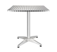 Bolero Table Bistro carrée en acier inoxydable, gris, plateau en acier inoxydable et base en aluminium, 720(H)x700(L)x700(P)mm, CG834