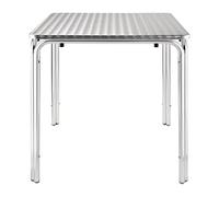 Bolero Table carrée empilable pour intérieur et extérieur, 700 mm, cadre en aluminium, plateau en acier inoxydable, dimensions : 720 (H) x 700 (L) x 700 (P) mm, U505