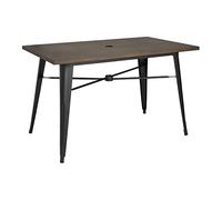 Bolero Table complète d'extérieur en aluminium avec plateau effet bois foncé peint au pinceau, dimensions: 120x76x76 cm avec trou pour parasol de 50 mm, FT955