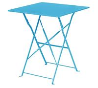 Table carrée Bolero en acier, style trottoir, Perth, bleu azur, 600 x 600 x 710 mm