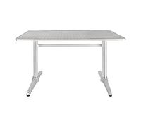 Bolero Table rectangulaire alu avec plateau inox et rebord alu 1200x600mm, gris, plateau en acier inoxydable et base en aluminium, taille: 750 (H) x 1200 (L) x 600 (P) mm, U432