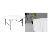 Bolero Table Ronde Pliante 1,5 m de diamètre & Soleil d'Ocre Nappe antitaches Ronde 180 cm Alix Blanc