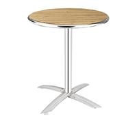 Bolero Table ronde rabattable en frêne, plateau en bois de frêne pré-huilé et cadre en aluminium, taille : 720 (H) x 600 (Dia) mm, U424