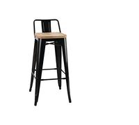Bolero Tabourets Bistro Hauts avec Dossier et Assise en Bois Noirs (Lot de 4)