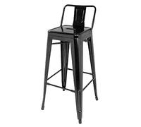 Bolero Tabourets Hauts Bistro en Acier Noir avec Dossier (Lot de 4)