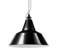Bolichwerke Bielefeld suspension, 45 cm, suspension en aluminium coulé avec chaîne nickelée, câble de textile noir-blanc Pendelleuchte, tôle d`acier extérieur noir