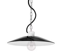 Bolichwerke Bonn suspension, 30 cm, douille en porcelaine avec chaîne nickelée, câble de textile noir Pendelleuchte, tôle d`acier extérieur noir