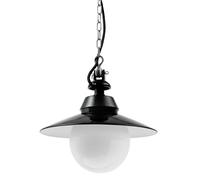 Bolichwerke Bremen Kugel 100W suspension, 25 cm, suspension en aluminium coulé avec chaîne nickelée, câble de textile noir Pendelleuchte, tôle d`acier extérieur noir