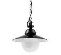 Bolichwerke Bremen Kugel 60W suspension, 25 cm, suspension en aluminium coulé avec chaîne nickelée, câble de textile noir Pendelleuchte, tôle d`acier extérieur noir