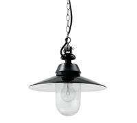 Bolichwerke Bremen Zylinder 100W suspension, 25 cm, clair, suspension en aluminium coulé avec chaîne nickelée, câble de textile Pendelleuchte, tôle d`acier extérieur noir