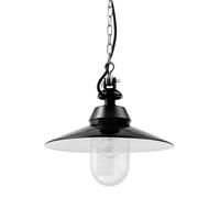 Bolichwerke Bremen Zylinder 60W suspension, 25 cm, clair, suspension en aluminium coulé avec chaîne nickelée, câble de textile n Pendelleuchte, tôle d`acier extérieur noir