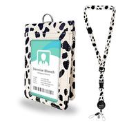 Bolimoss Porte-badge double face transparent avec lanières rétractables ajustables, porte-badge en cuir imprimé vache pour carte d'identité, lanières détachables pour enseignant, étudiant, infirmière