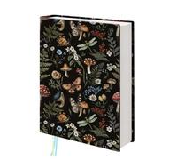 bolimoss Protège-livre imprimé champignon papillon avec marque-page, housse de livre imprimée réglable et lavable pour livres de poche, pochettes en coton doux réutilisables pour romans à couverture