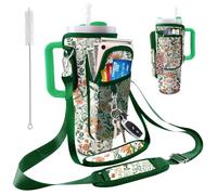bolimoss Sac pour Stanley Cup avec poche pour téléphone, accessoires pour gobelet Stanley avec 2 sangles réglables et 3 poches, pochette portable premium en néoprène