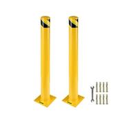 VEVOR Bollard de Sécurité 107x14 cm 2PCs, Borne de Sécurité en Tuyau d'Acier, Revêtement en Poudre Jaune, Barrière de Sécurité avec 8 Boulons d'Ancrage pour Parking, Stationnement, Piétons, Écoles