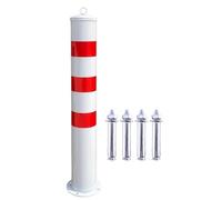 Bollard de Sécurité Poteau De Sécurité Blanc avec 4 Boulons d'ancrage, Tube en Acier De 11,4 Cm De Diamètre, Bornes De Sécurité pour Allées, pour Zones Sensibles À La Circulation.(30x4.5in)