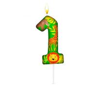 Bolosa Bougie pour gâteau d'anniversaire numéro 1 Thème animaux de safari de la jungle