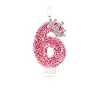 Bolosa - Bougies d'anniversaire numéros, bougie 6 anniversaire, princesse rose avec couronne, pour filles et adultes